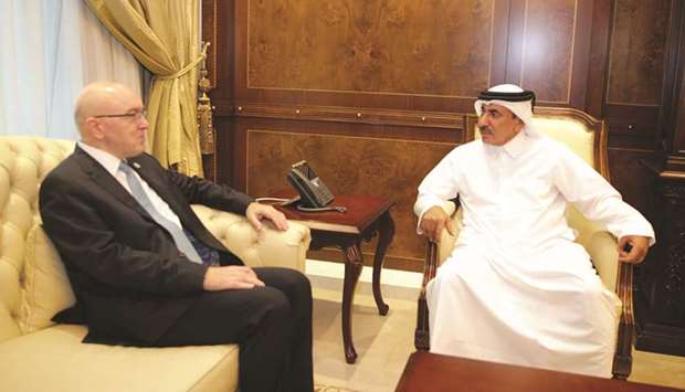 HE the Minister of Transport and Communications Jassim Seif Ahmed al-Sulaiti met yesterday with Deputy Minister of Foreign Affairs for Economic Diplomacy of Greece Konstantinos Fragogiannis, on the sidelines of the Doha Forum 2019. During the meeting, the two sides reviewed co-operation opportunities in the fields of transport, ports, and communications and ways to enhance them. Also, they discussed the possibility of benefiting from the investment opportunities available in these areas in those sectors.
