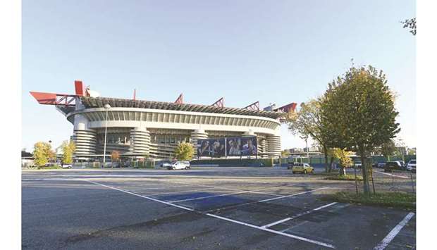 A general view from outside  the San Siro stadium.