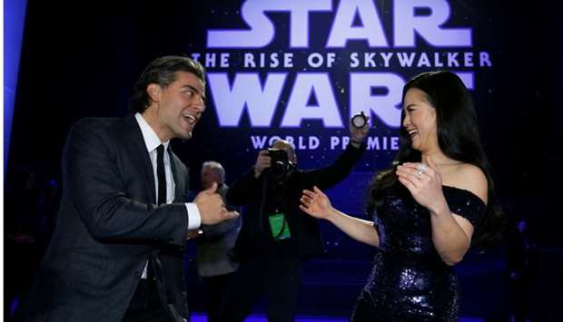 Cast members Oscar Isaac and Kelly Marie Tran attend the premiere for ,Star Wars: The Rise of Skywalkeru201d in Los Angeles, California. Reuters