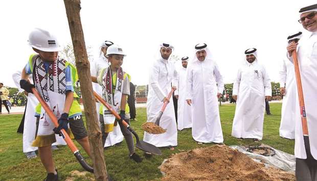 The tree-planting activity at Al Masrah Park.
