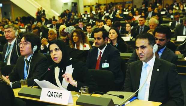 HE the Assistant Minister of Foreign Affairs and Spokesperson of the Ministry of Foreign Affairs, Lolwah Rashid Alkhater at the Global Refugee Forum in Geneva.