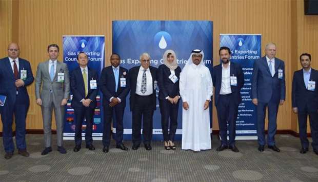 HE Dr al-Sada with experts at at the workshop organised by the Gas Exporting Countries Forum in Doha recently.