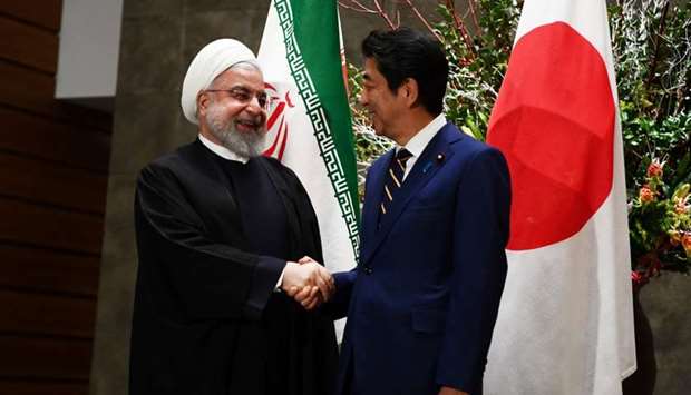 Japanese Prime Minister Shinzo Abe and Iranian President Hassan Rouhani meet in Tokyo