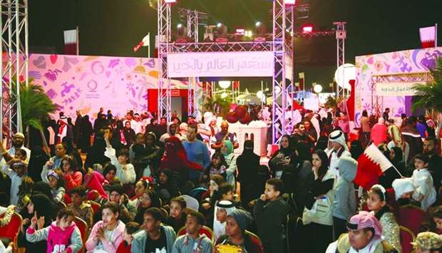 A view of the crowd at Qatar Charity's pavilion at Darb Al Saai