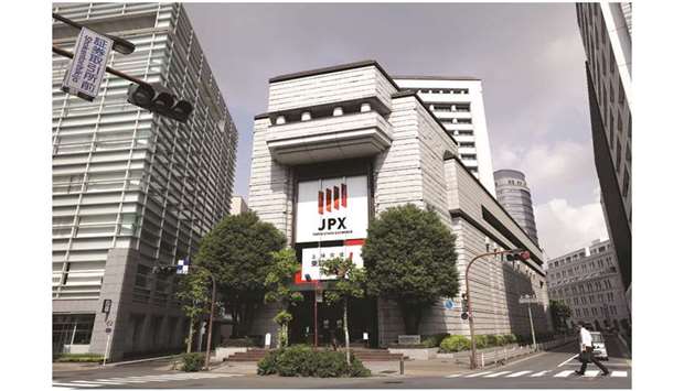 An external view of the Tokyo Stock Exchange. The Nikkei 225 closed up 1.0% to 23,529.50 points yesterday.