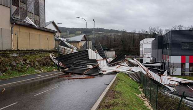 Collapsed roof of the theater Le Firmament in Firminy, near Saint-Etienne, central-eastern France