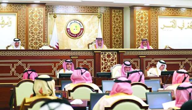 HE the Deputy Speaker of Shura Council Mohamed bin Abdullah al-Sulaiti chairing Monday's session