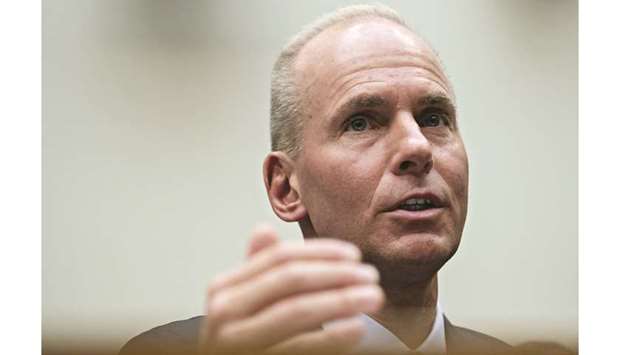 Dennis Muilenburg, CEO of Boeing Co, speaks during a meeting in Washington, DC. David Calhoun, who had served as chairman since October, will replace Muilenburg as CEO and president on January 13, Boeing said in a statement on Monday.