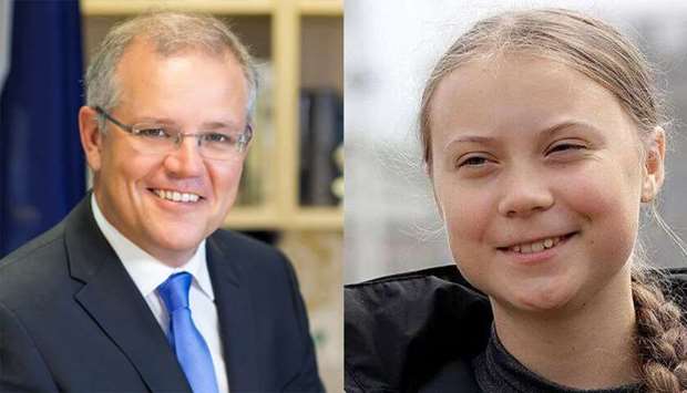 Australian Prime Minister Scott Morrison annd Swedish teen activist Greta Thunberg