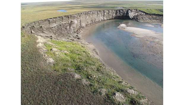 PERMAFROST: A view of very icy permafrost known as yedoma along the Itkillik River in northern Alaska.