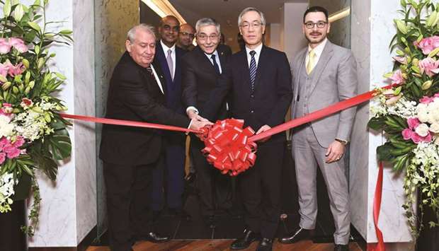 Ambassadors of Japan, Cuba and Venezuela, along with R K Murugan and Firas Mufti, inaugurates the Sakura Lounge.