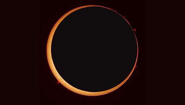 During the annular solar eclipse on Thursday, the sun will appear as 'ring of fire' as the moon will be hiding the solar disk except for the outer periphery