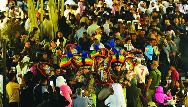 Entertainers parade through Souq Waqif in Doha. PICTURE: Ram Chand
