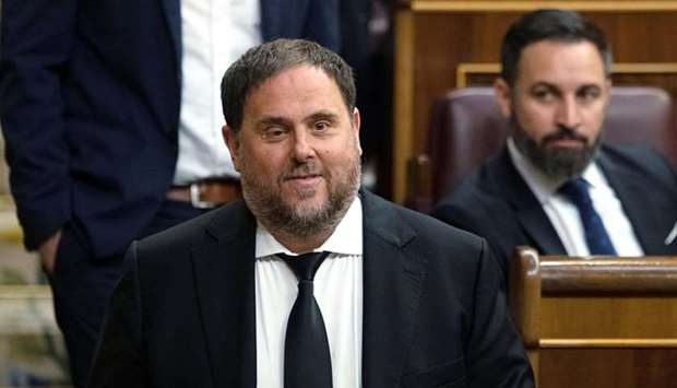 Jailed Catalan politician Oriol Junqueras at the first session of parliament following a general election in Madrid. File photo: May 21, 2019