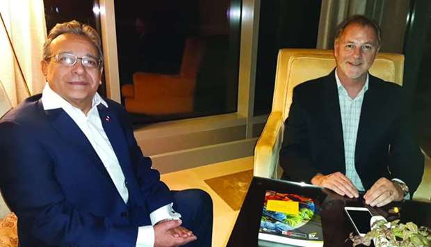 Mayor of Lima, Jorge Munoz Wells (right) with Peru's ambassador to Qatar, Jose A Benzequen Perea.