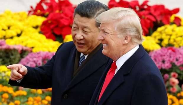 US President Donald Trump and China's President Xi Jinping attend a welcoming ceremony in Beijing, China on November 9, 2017