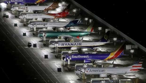 Aerial photos showing Boeing 737 Max airplanes parked at Boeing Field in Seattle, Washington, U.S. O