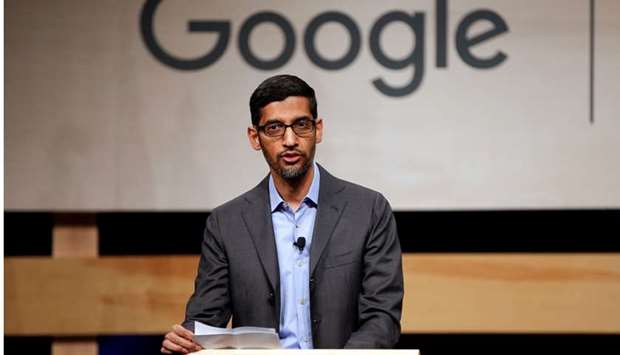 Google CEO Sundar Pichai speaks during signing ceremony committing Google to help expand information technology education at El Centro College in Dallas, Texas, US October 3, 2019. REUTERS