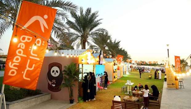 A view of stalls participating in the Qatar Food Fest.rnrn
