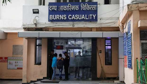 The burns casualty ward of a hospital where a 23-year-old rape victim, who was set ablaze by a gang of men, including the alleged rapist