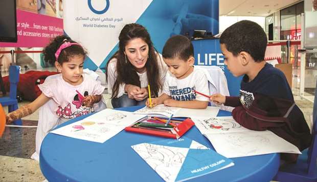 Children engaged in an awareness activity during the Diabetes Awareness Month.