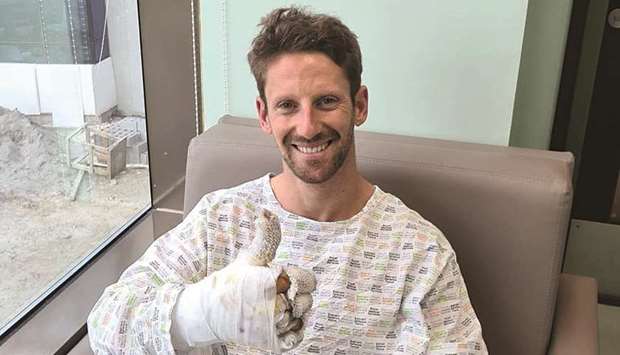 Haas driver Romain Grosjean posted a picture from hospital yesterday. The Frenchman is set to be discharged from hospital today.