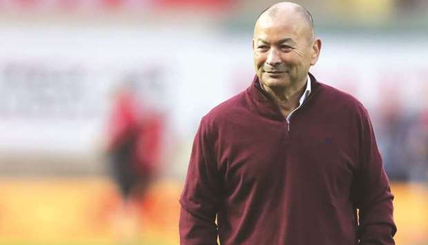 Englandu2019s coach Eddie Jones watches the players warm up for the Autumn Nations Cup international rugby union match between Wales and England at the Parc y Scarlets Stadium in Llanelli, Wales, on Saturday.