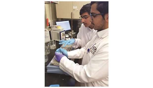 Students working on a project.