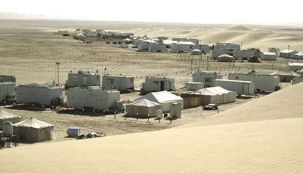 A view of winter camps set up in a coastal location in Qatar.rnrn
