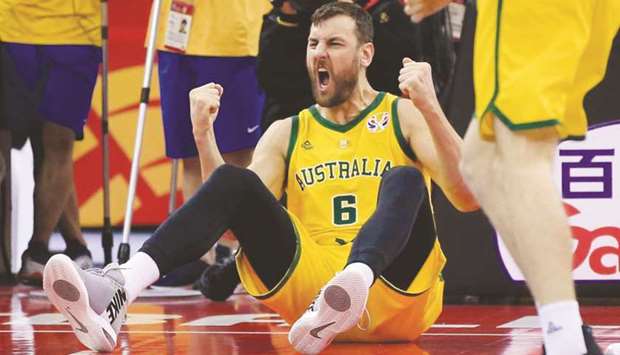 In this September 11, 2019, picture, Australiau2019s Andrew Bogut reacts to a play during the FIBA World Cup quarter-finals against the Czech Republic in Shanghai, China. (Reuters)