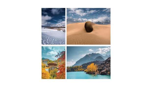 A screengrab of combo pictures of sites taken by Abrar Khawaja tweeted by Prime Minister Imran Khan to highlight Pakistanu2019s tourism potential.