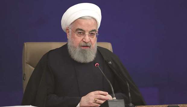 Iranian President Hassan Rouhani speaks during a news conference in Tehran, yesterday.