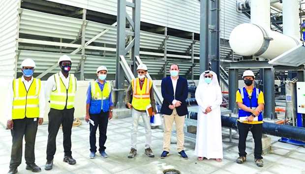 Kahramaa officials during the visit to Al Rayyan Stadium.