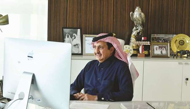 Sheikh Khalifa participating in the virtual meeting.