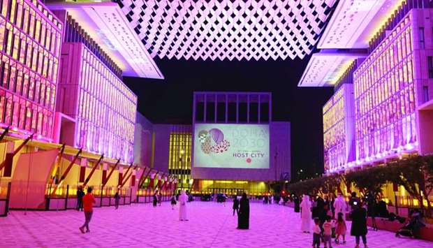At Msheireb Downtown, a video being displayed on the building of Gelato at Mandarin Oriental Doha at Barahat Msheireb Wednesday after Doha won the vote to host 2030 Asian Games. PICTURE: Jayan Orma