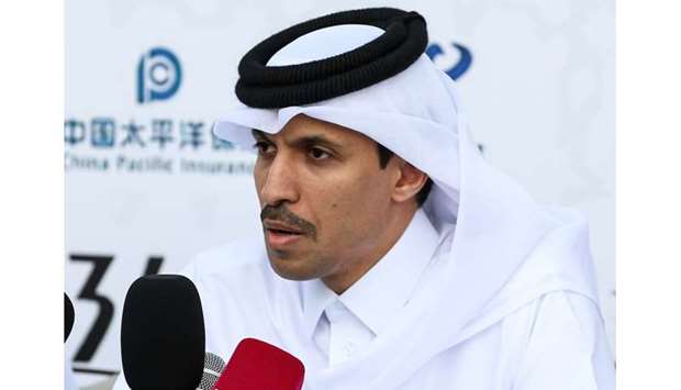 Secretary-General of the Qatar Olympic Committee HE Jassim bin Rashid al-Buenain gives a press conference after the announcement of Doha's selection as host of the 21st Asian Games 2030 during the 39th Olympic Council of Asia (OCA) General Assembly Meeting in Muscat.