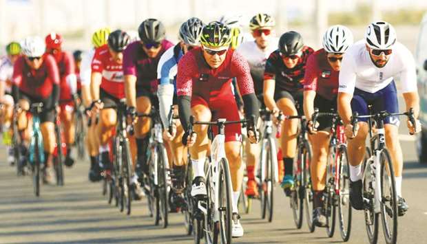 More than 100 cyclists in Qatar take part in the QND 2020 ride.