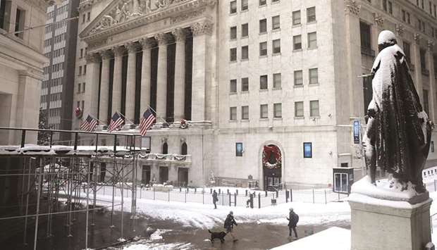 An external view of the NYSE building in New York City. As holiday shopping season wraps up, US equity investors are gauging whether long-languishing shares of brick-and-mortar retailers can sustain their recent rebound in anticipation of a full economic reopening in 2021.