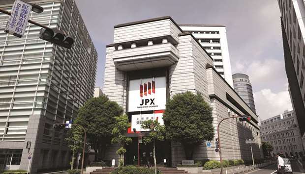 An external view of the Tokyo Stock Exchange. The Nikkei 225 closed up 1.3% to 26,787.54 points on Tuesday.
