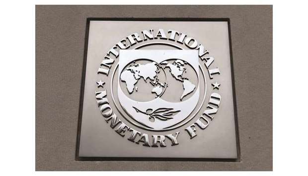 The International Monetary Fund (IMF) logo is seen at the IMF headquarters building