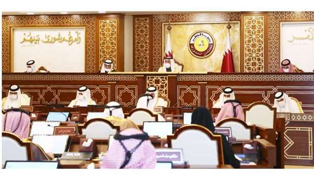 The Shura Council's regular weekly meeting being held under the chairmanship of HE the Speaker Ahmed bin Abdullah bin Zaid Al Mahmoud.