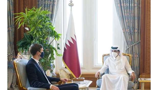 The meeting dealt with reviewing the strategic bilateral cooperation between the State of Qatar and the United States of America.