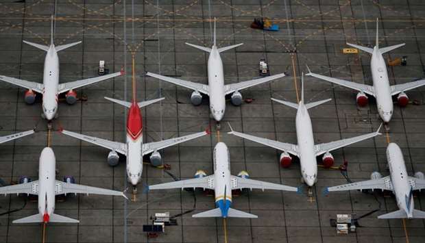 Grounded Boeing 737 MAX aircraft are seen parked at Boeing facilities at Grant County International Airport in Moses Lake, Washington, US on November 17.