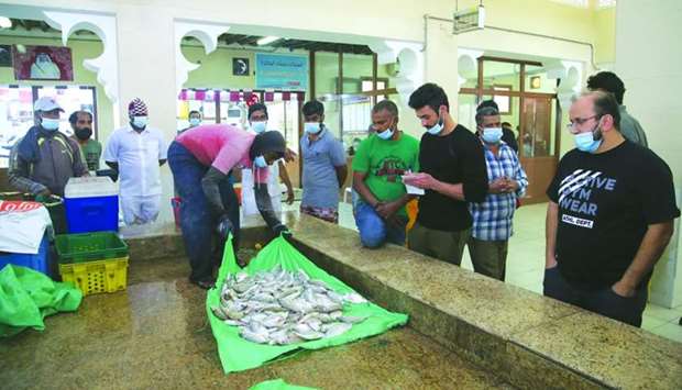 Auction in progress at Al Wakra Fish Market. PICTURES: Jayaram