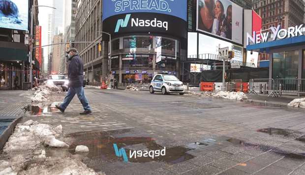 The Nasdaq MarketSite in New York. This has been a year like no other. Hammered by an unprecedented health crisis, global stocks tumbled into a bear market at record speed, and then rallied to new highs thanks to a flood of central bank money.