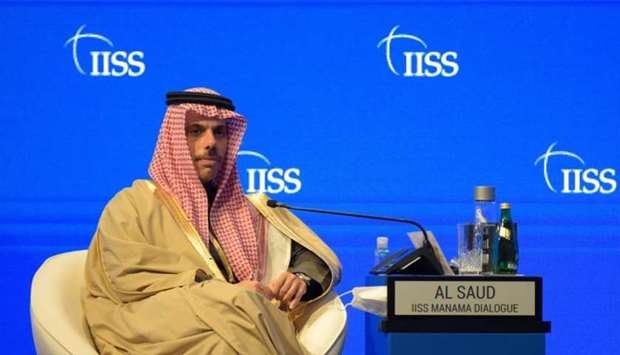 Saudi Foreign Minister Faisal bin Farhan al-Saud addresses the Manama Dialogue security conference in the Bahraini capital. AFP