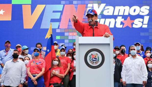 Venezuela's President Nicolas Maduro speaking during a campaign rally in Caracas, on December 3. AFP/Venezuela's Presidency/Jhonn Zerpa