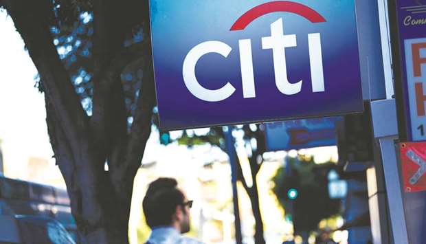 A signage is displayed outside a Citibank branch in Los Angeles. Financial services trade groups have stuck up for Citibank in court filings, arguing that a win for the creditors would expose banks that facilitate wire transfers and serve as administrative agents to unnecessary risk.