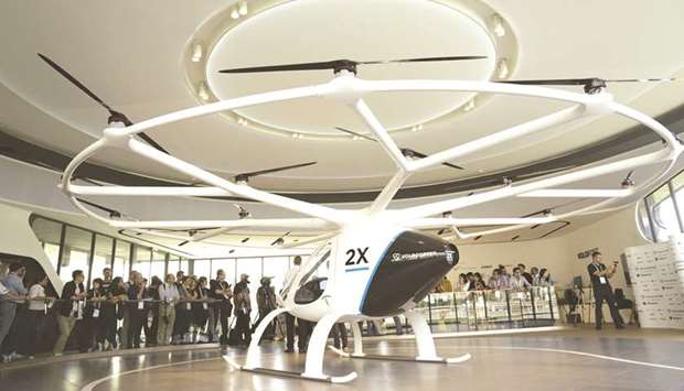 The Volocopter 2X at Singaporeu2019s Marina Bay. Singapore is set to host the worldu2019s first electric-powered air taxi service by the end of 2023, according to Volocopter, which is developing the vertical-takeoff craft.