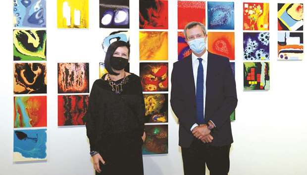 Italian artist Sabrina Puppin and Italian ambassador Alessandro Prunas at the \'Pop-up\'exhibition on Wednesday. PICTURES: Thajudheen